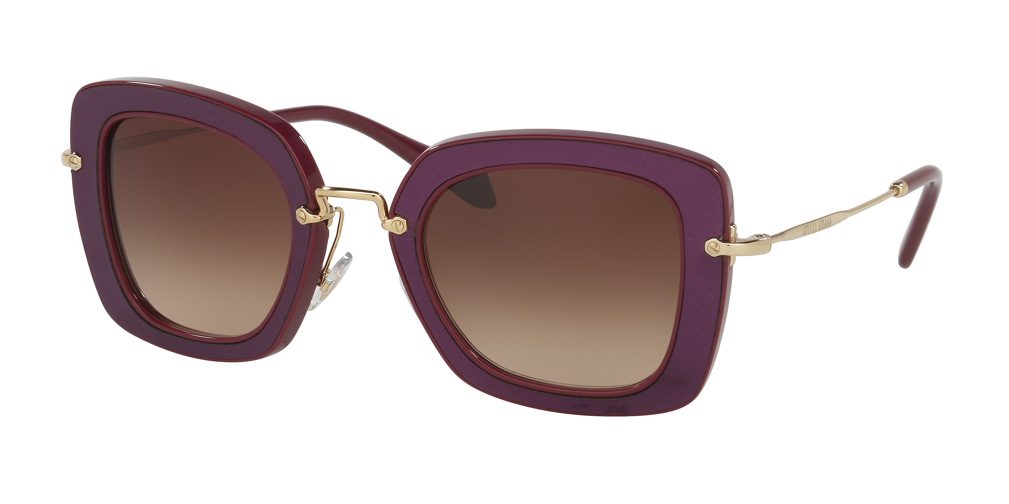 Miu Miu MU 07OS rectangle sunglasses in Amaranth