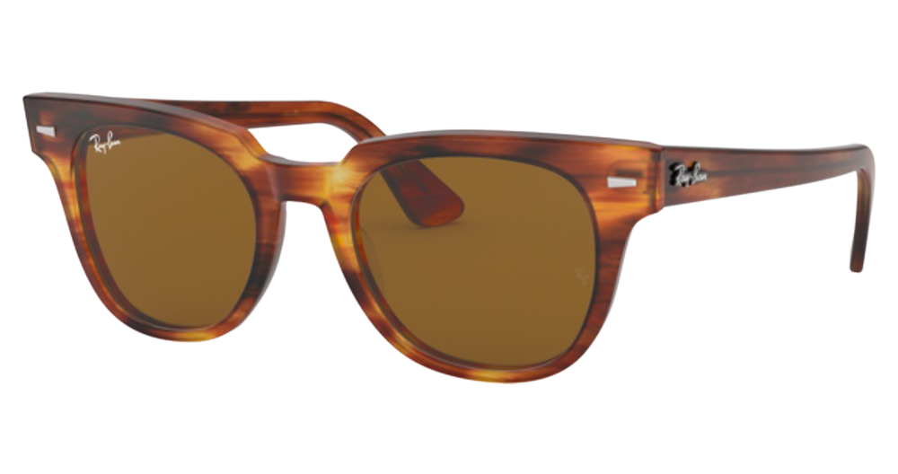 Ray-Ban RB2168 METEOR round sunglasses in Striped Havana/B 15 Brown