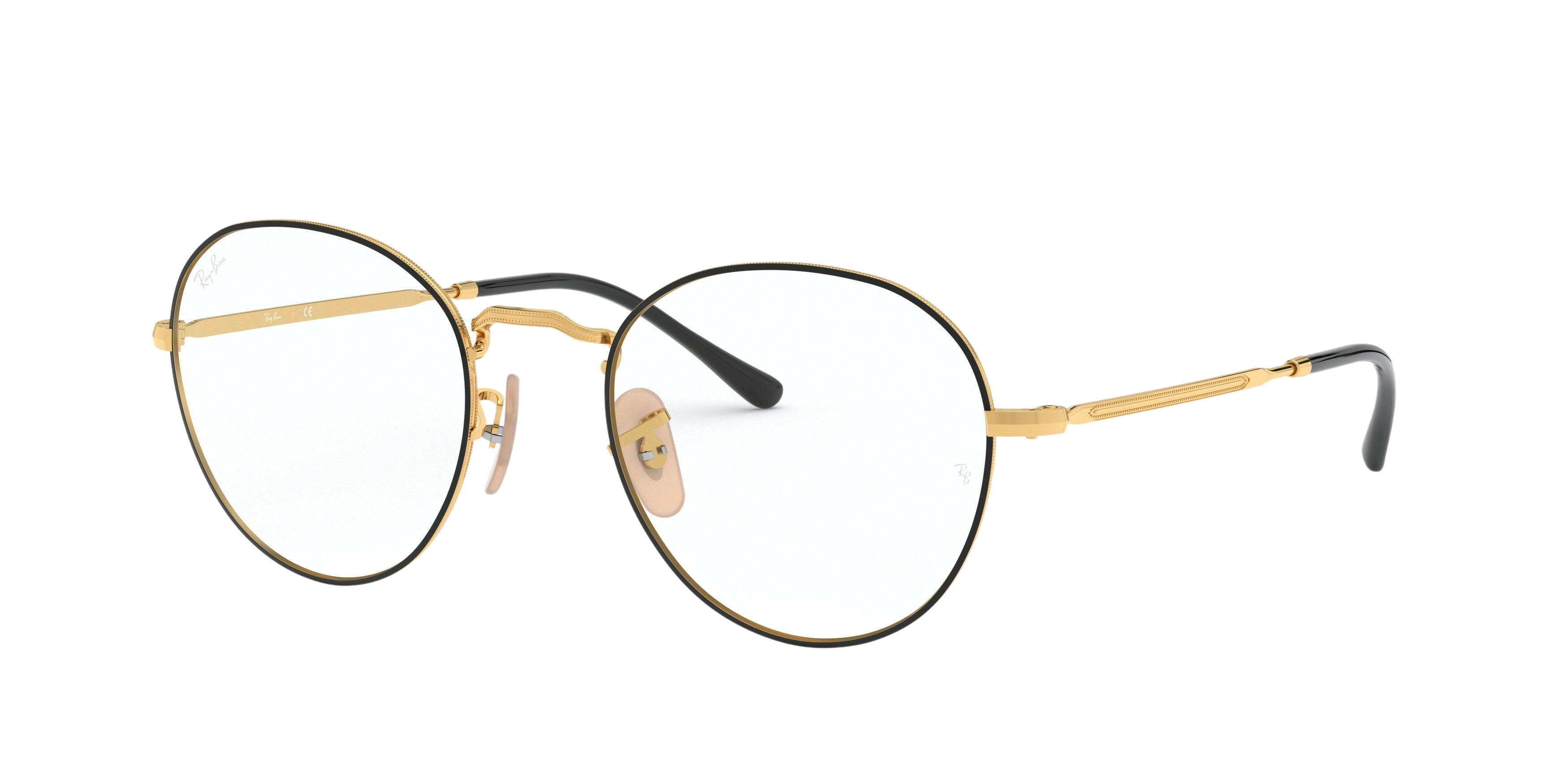 Ray-Ban RX3582V round eyeglasses in Gold on Top Black