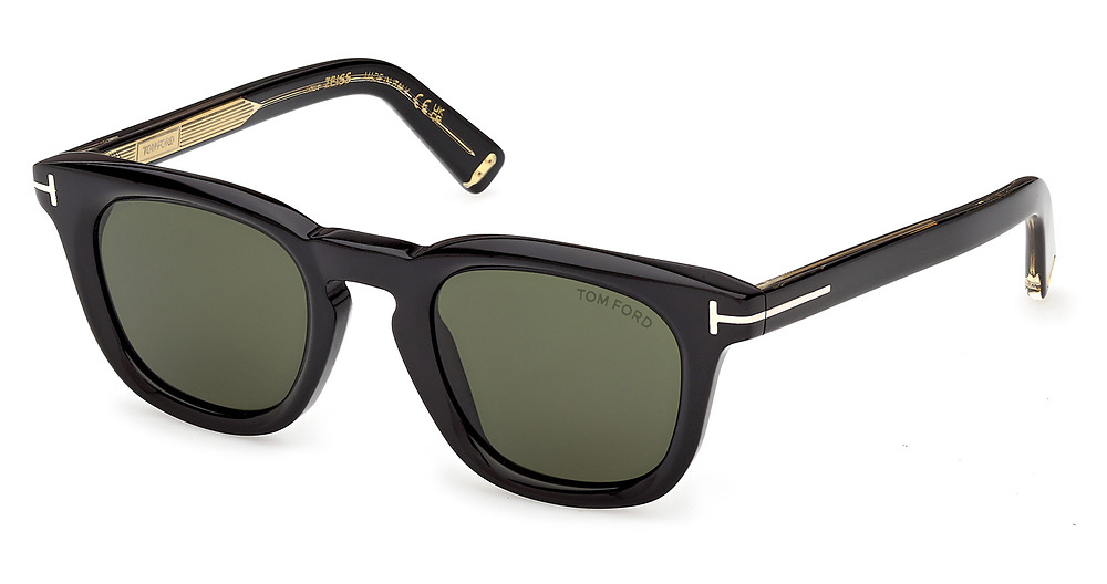 Tom Ford FT1326 square sunglasses in Shiny Black/Green
