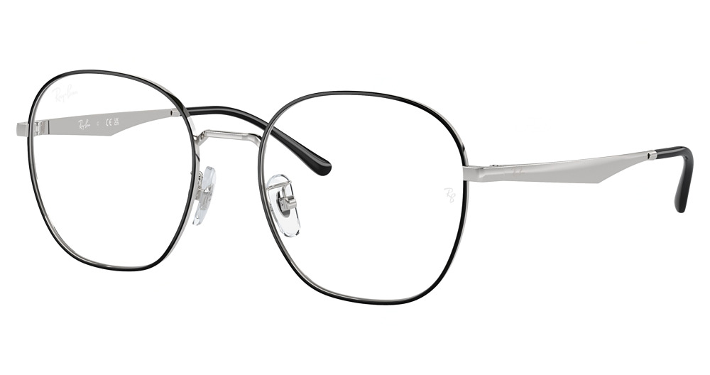Ray-Ban RX6515D round eyeglasses in Black on Silver