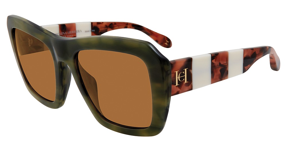 Carolina Herrera SHN598 rectangle sunglasses in Olive 01 Fj