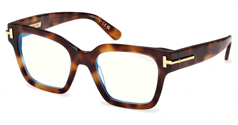Tom Ford FT6078-B square eyeglasses in Coloured Havana