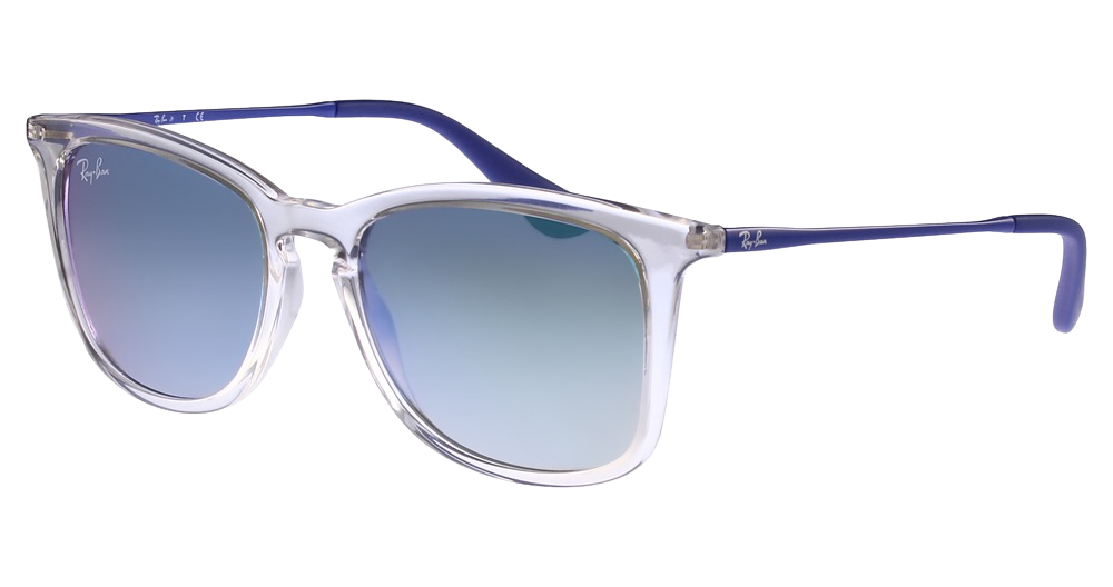 Ray-Ban RJ9063S square sunglasses in Transparent/Brown Gradient Mirror Blue