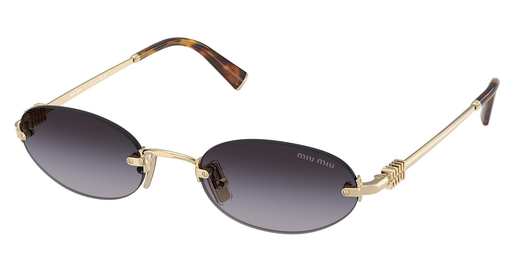 Miu Miu MU A54S round sunglasses in Pale Gold/Grey Gradient