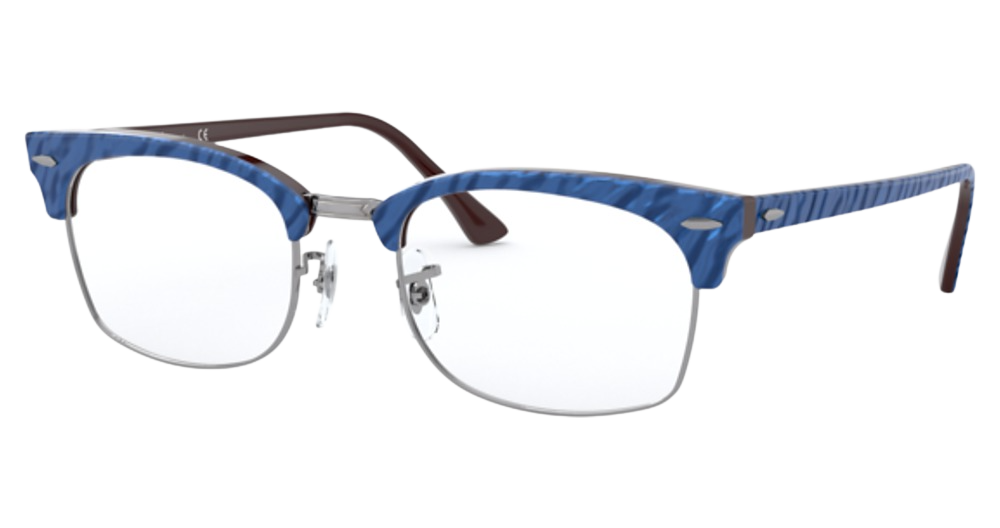 Ray-Ban RX3916V CLUBMASTER SQUARE square eyeglasses in Wrinkled Blue on Brown