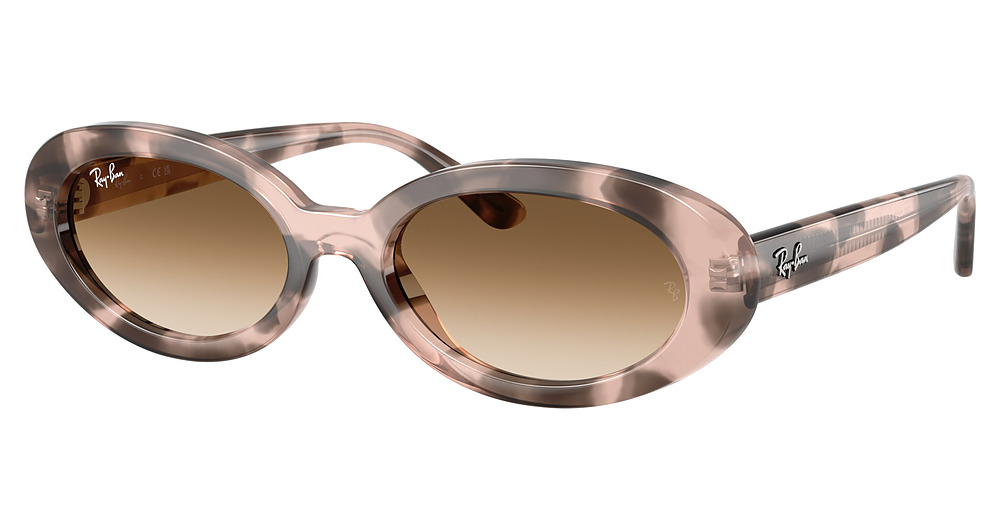 Ray-Ban RB2223F round sunglasses in Opal Pink Havana/Clear Gradient Brown