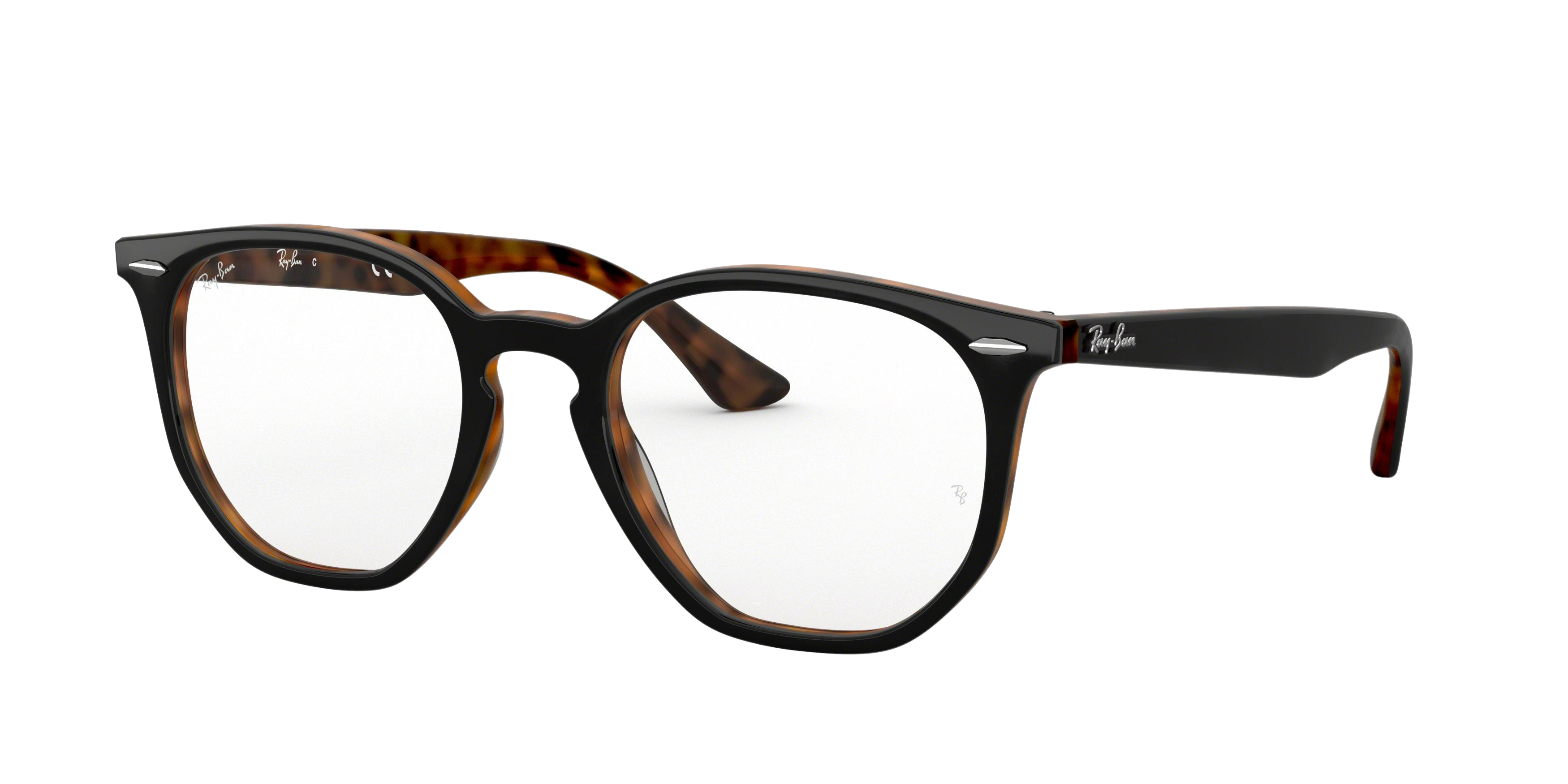 Ray-Ban RX7151 square eyeglasses in Top Grey on Havana