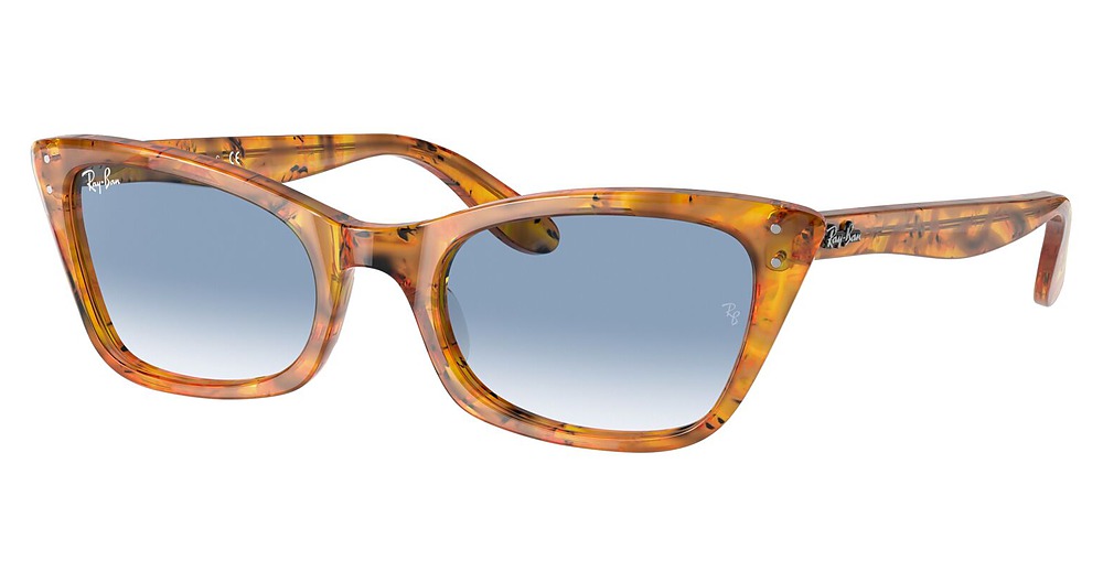 Ray-Ban RB2299 LADY BURBANK cateye sunglasses in Amber Tortoise/Clear Gradient Blue