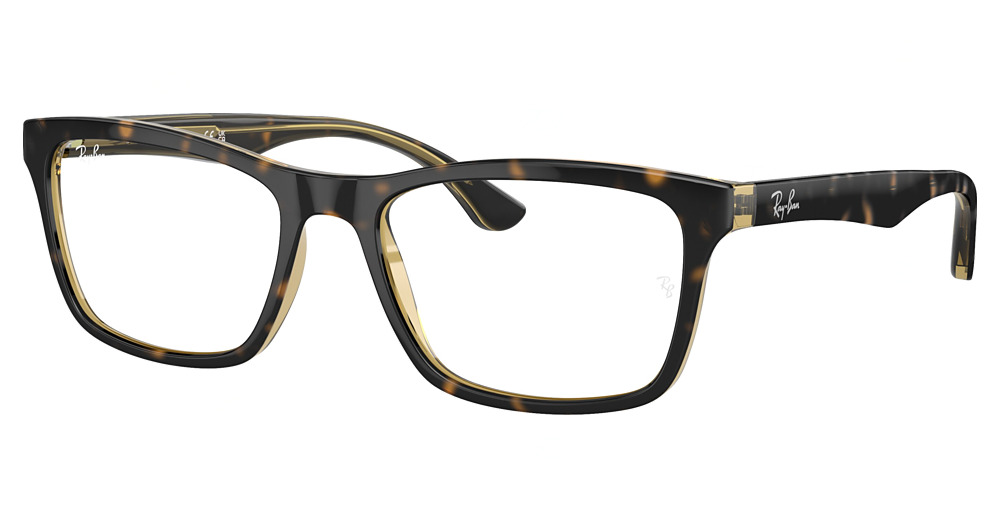 Ray-Ban RX5279F round eyeglasses in Havana on Trasparent Yel