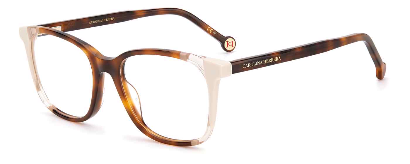 Carolina Herrera CH-0065 square eyeglasses in Havana Ivory