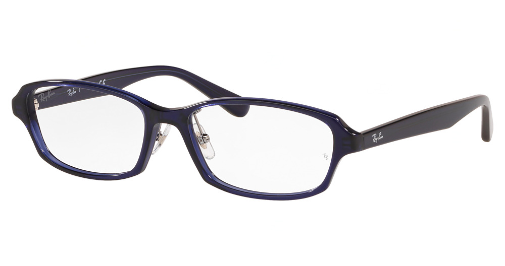 Ray-Ban RX5385D rectangle eyeglasses in Dark Transparent Blue
