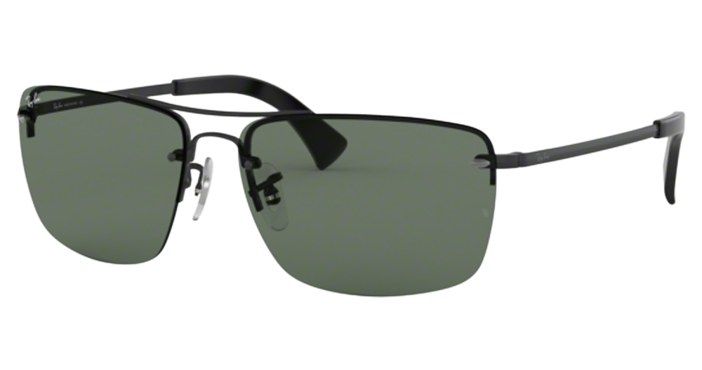Ray-Ban RB3607 rectangle sunglasses in Black/Dark Green