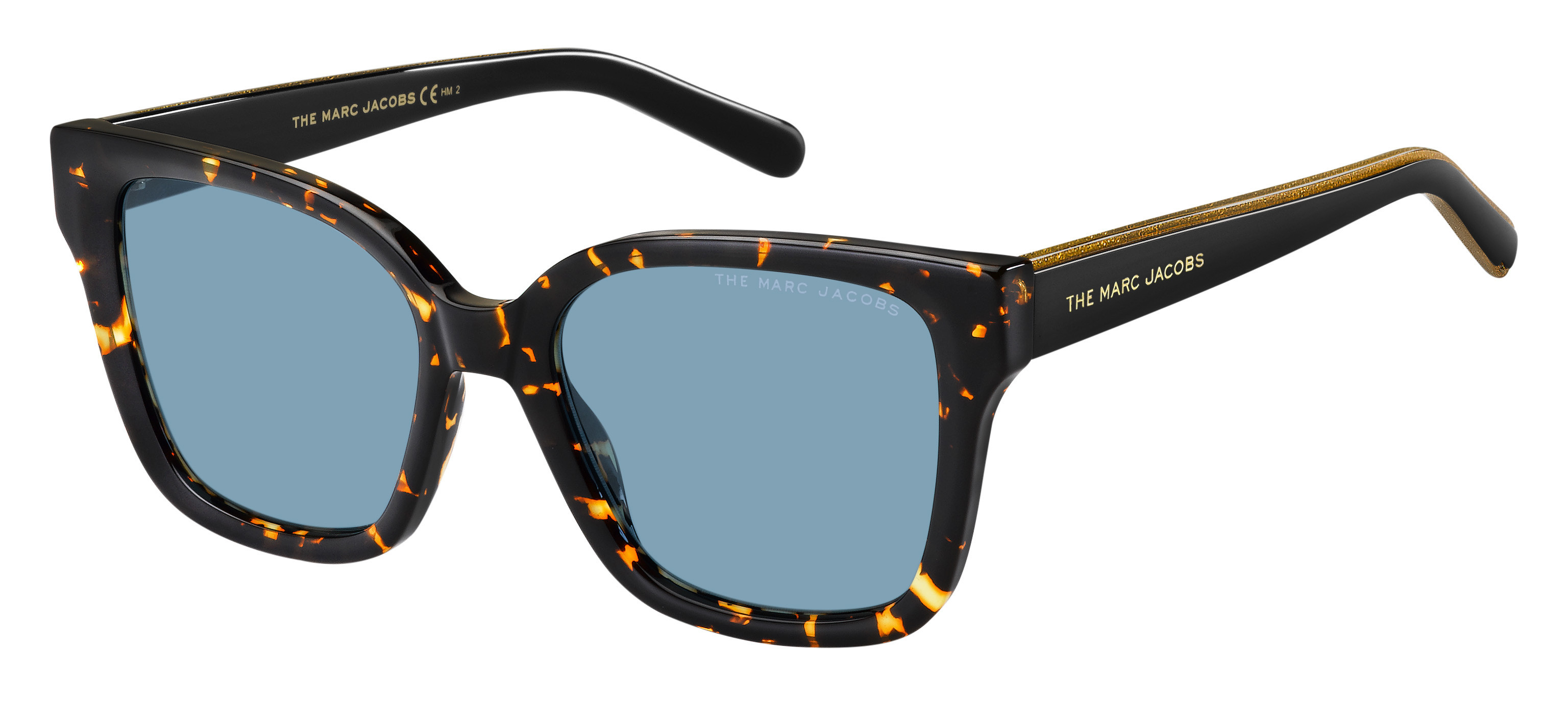 Marc Jacobs Marc 458/S square sunglasses in Havana Black (Ku Blue Avio)