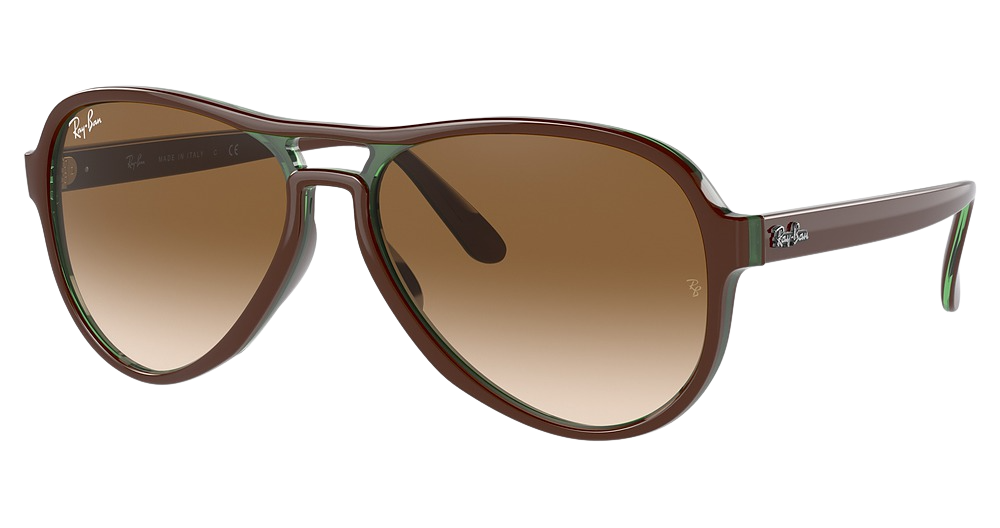 Ray-Ban RB4355 VAGABOND aviator sunglasses in Brown Transparent Green/Clear Gradient Brown