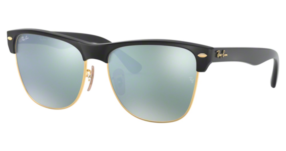 Ray-Ban RB4175 CLUBMASTER OVERSIZED round sunglasses in Demi Gloss Black/Light Green Mirror Silver