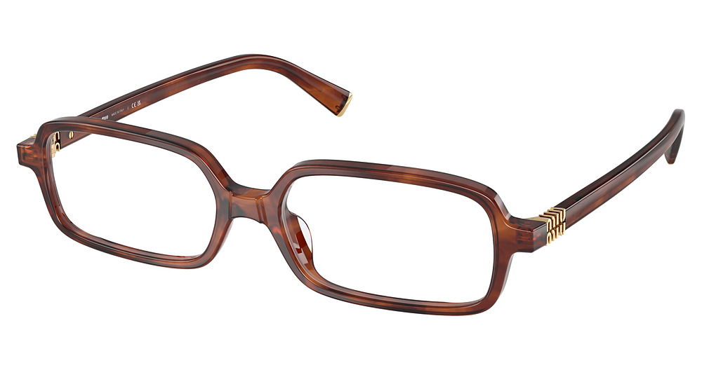 Miu Miu MU 01YV rectangle eyeglasses in Striped Tobacco
