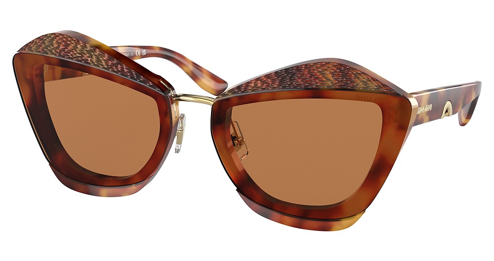 Miu Miu MU 01XS cateye sunglasses in Light Havana/Brown