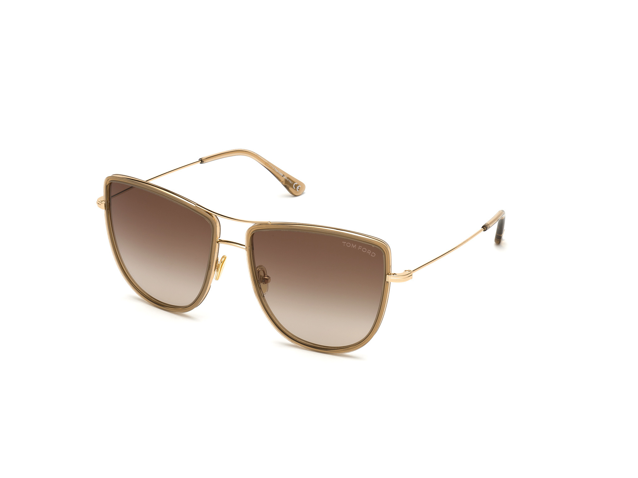 Tom Ford FT0759 Tina round sunglasses in Shiny Rose Gold