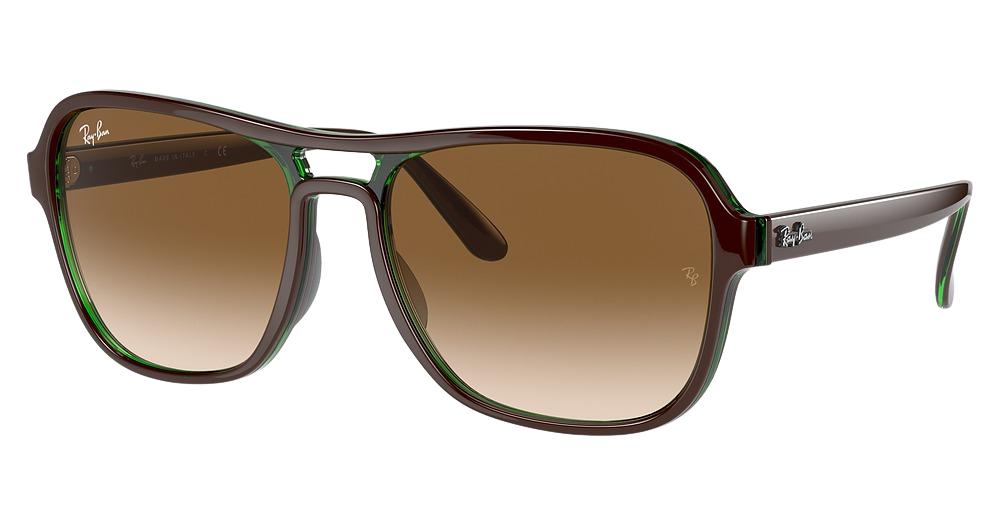 Ray-Ban RB4356 aviator sunglasses in Brown Transparent Green/Clear Gradient Brown