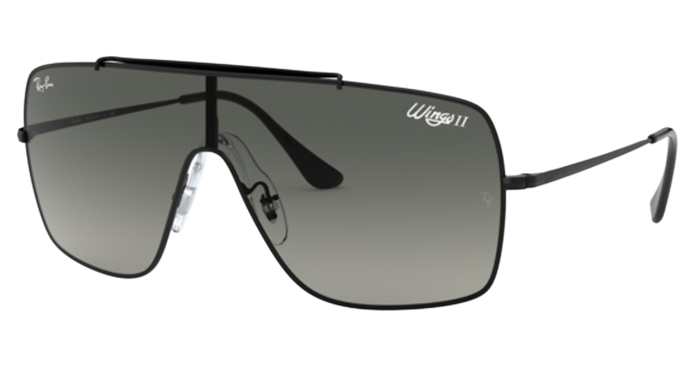 Ray-Ban RB3697 WINGS II aviator sunglasses in Black/Grey Gradient Dark Grey