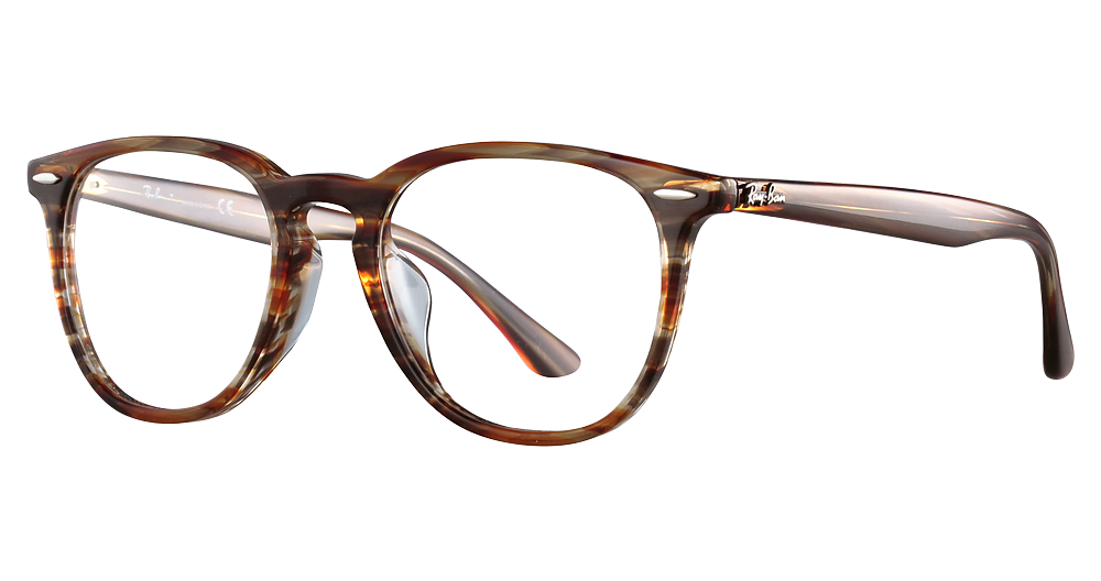 Ray-Ban RX7159F round eyeglasses in Brown Beige Stripped