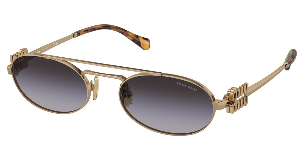 Miu Miu MU 54ZS round sunglasses in Antique Gold/Grey Gradient