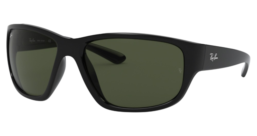 Ray-Ban RB4300 rectangle sunglasses in Black/G 15 Green