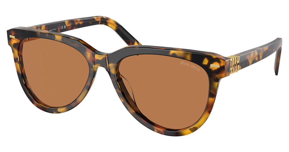 Miu Miu MU 12ZS round sunglasses in Havana Honey/Dark Brown
