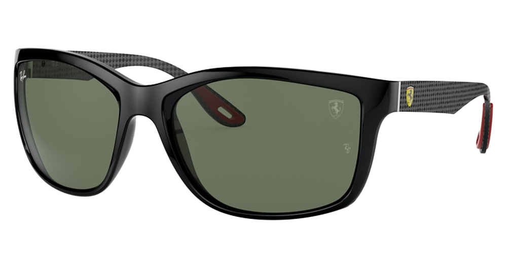 Ray-Ban RB8356M round sunglasses in Black/Dark Green