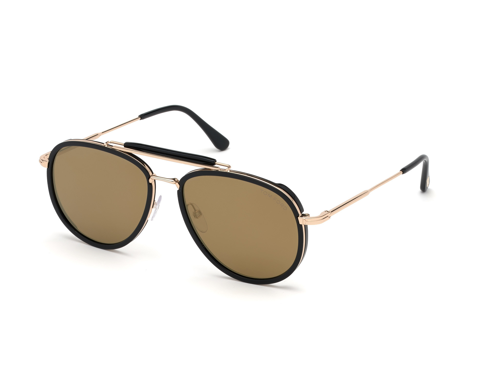 Tom Ford FT0666 Tripp round sunglasses in Shiny Black Acetate Rims, Shiny