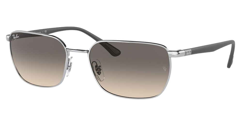 Ray-Ban RB3684 round sunglasses in Silver/Clear Gradient Grey