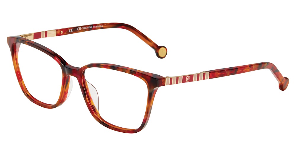Carolina Herrera VHE838K square eyeglasses in Red Tortoise 09 At