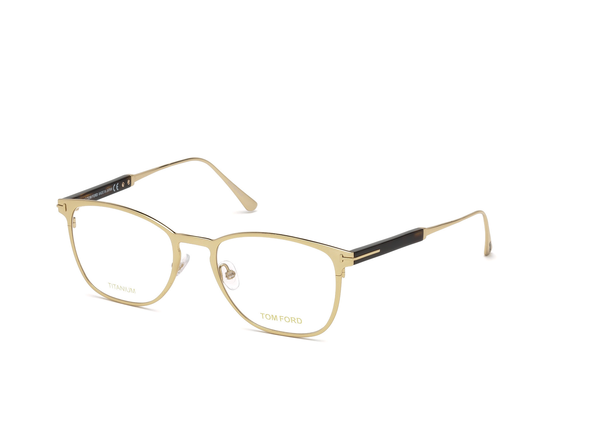 Tom Ford FT5483 square eyeglasses in Shiny Rose Gold, Shiny Dark Havana
