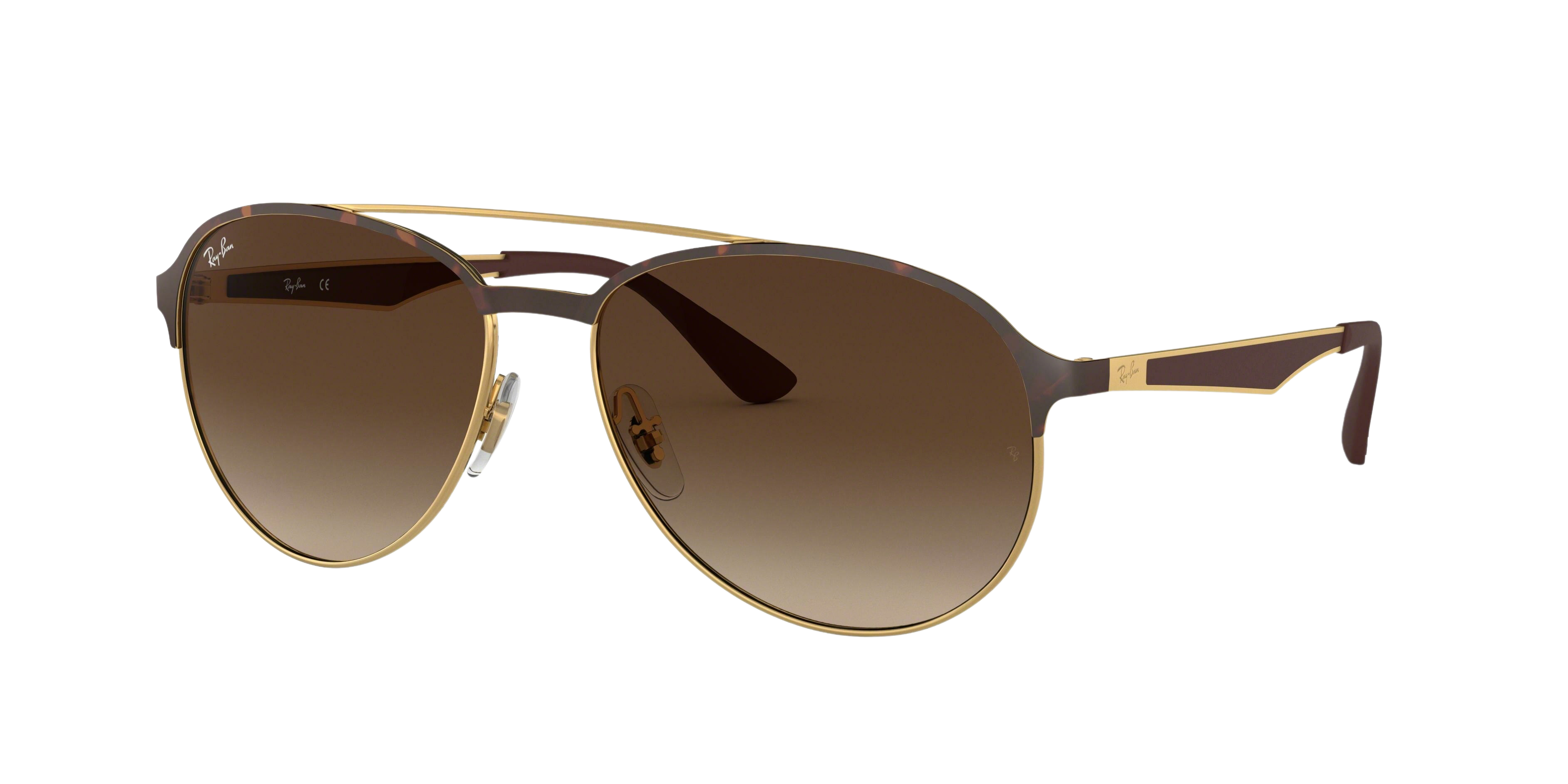 Ray-Ban RB3606 round sunglasses in Gold on Top Matte Havana