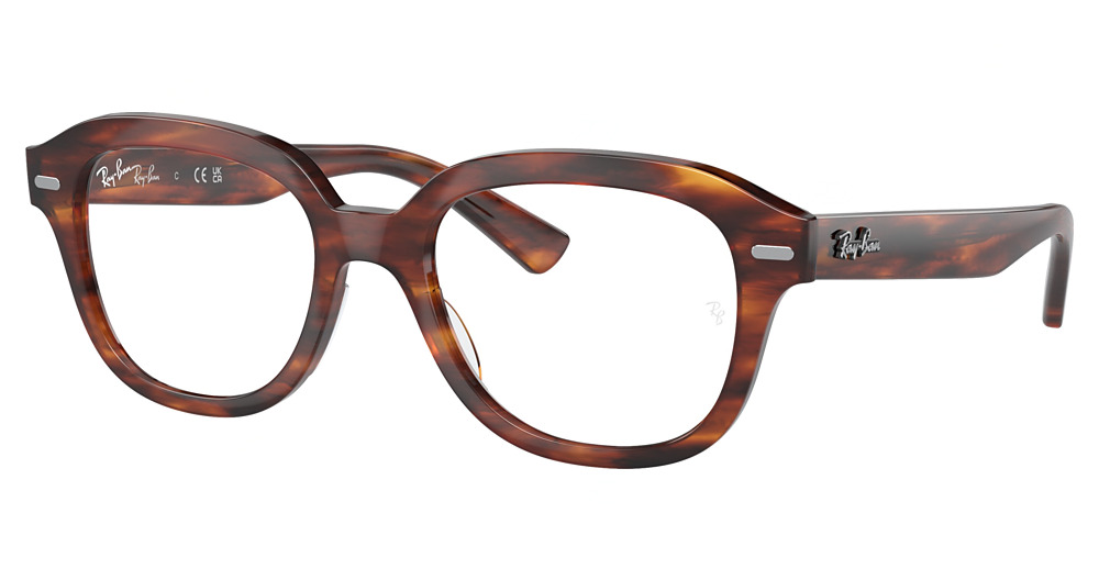 Ray-Ban RX7215F ERIK round eyeglasses in Striped Havana