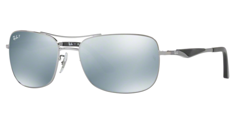 Ray-Ban RB3515 round sunglasses in Gunmetal/Green Mirror Silver