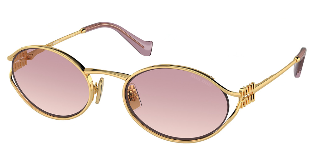 Miu Miu MU 52YS round sunglasses in Gold/Brown Gradient Violet
