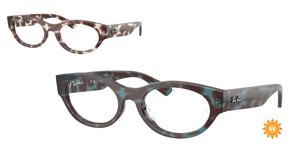 Ray-Ban RX5447 round eyeglasses in Photo Havana Blue