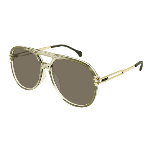 Gucci GG1104S aviator sunglasses in Green Gold Brown/Brown