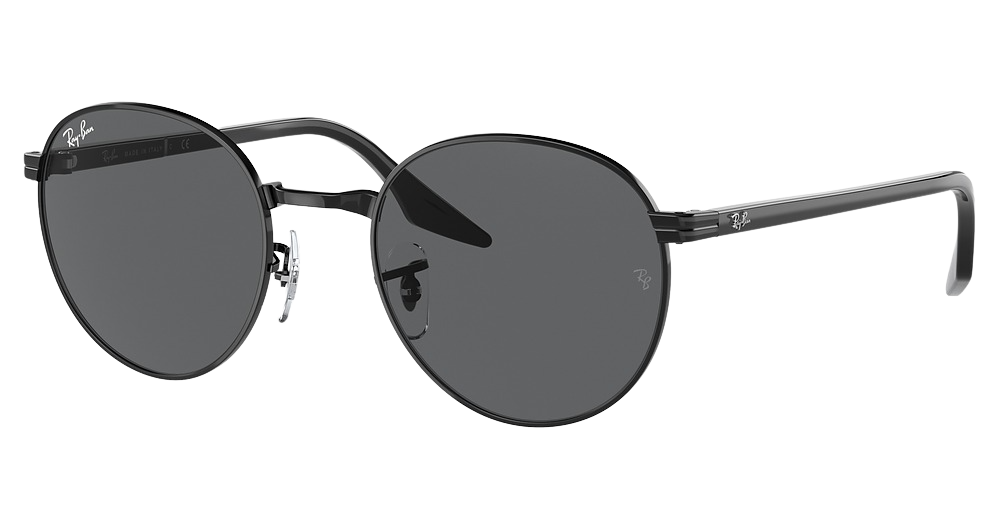Ray-Ban RB3691 round sunglasses in Black/Dark Grey
