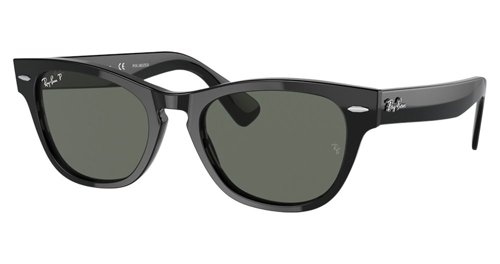 Ray-Ban RB2201 round sunglasses in Black/Green Polarized