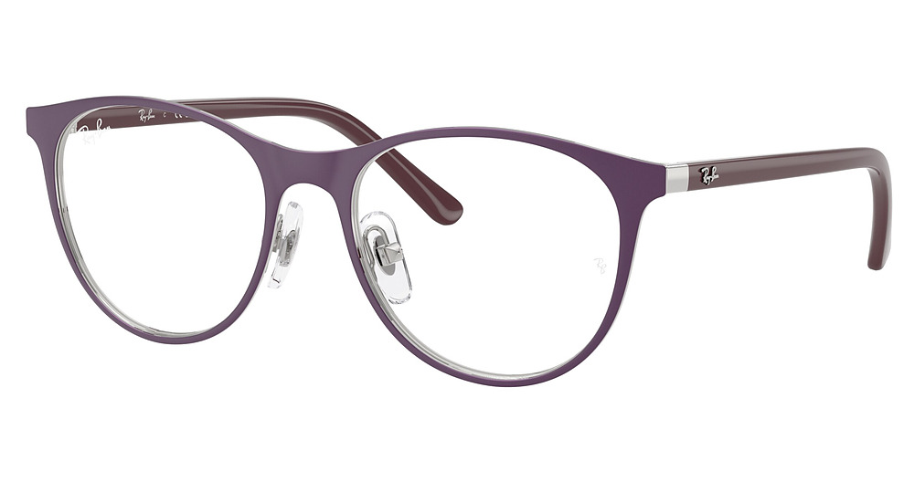 Ray-Ban RY9552V round eyeglasses in Matte Violet on Silver