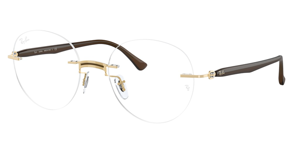 Ray-Ban RX8768 round eyeglasses in Brown on Arista