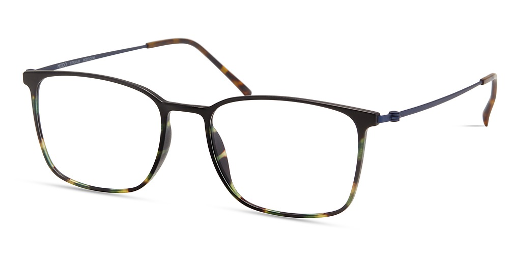 Modo 7036 square eyeglasses in Matte Green Tortoise