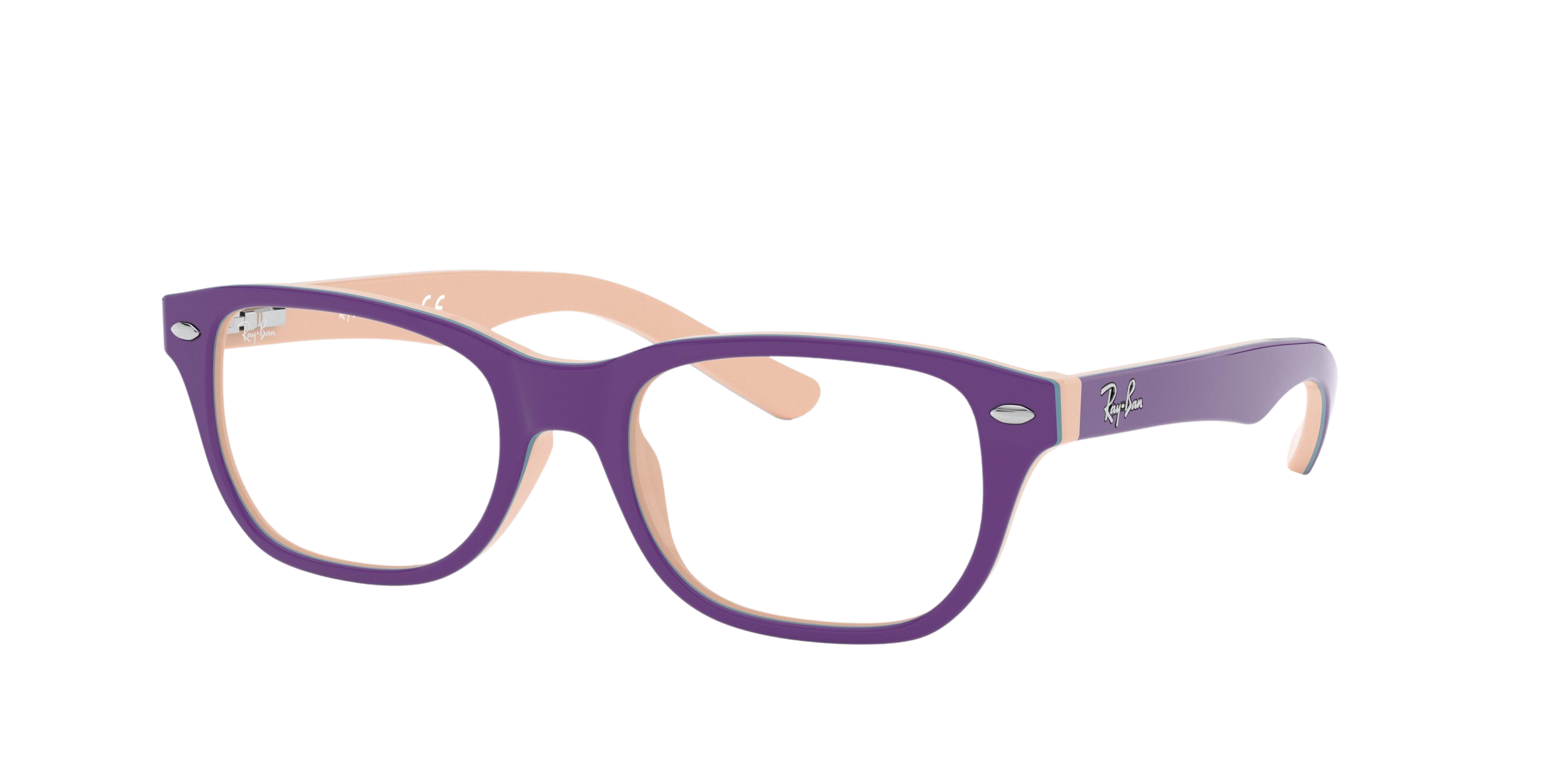 Ray-Ban RY1555 square eyeglasses in Top Violet on Pink/Blue
