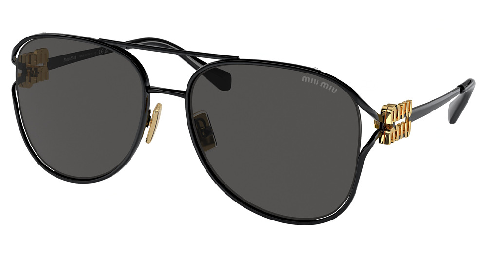 Miu Miu MU 52ZS round sunglasses in Black/Dark Grey