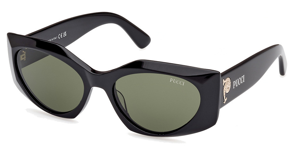 shiny black / green