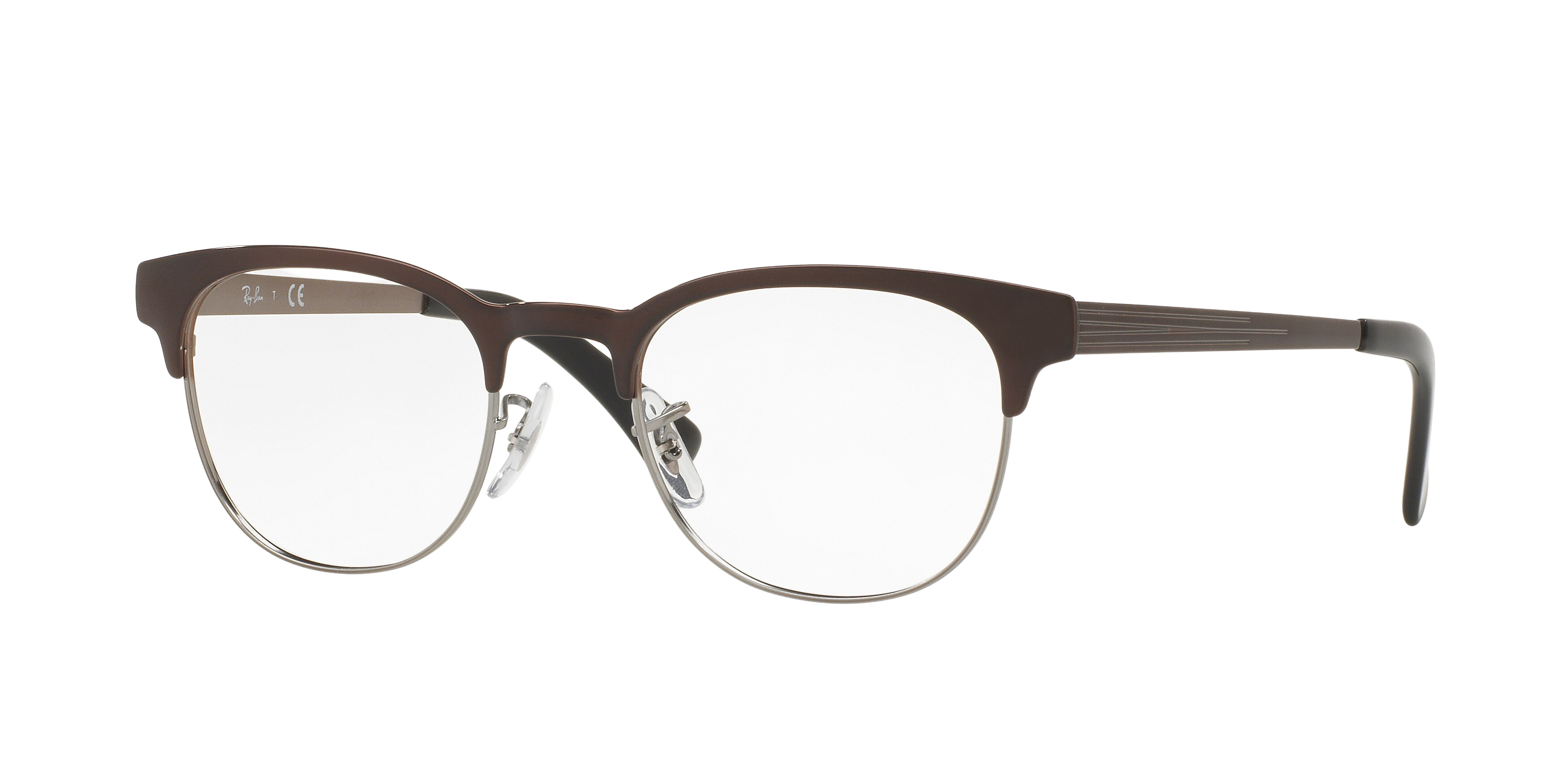 Ray-Ban RX6317 round eyeglasses in Gunmetal on Top Brushed Brown