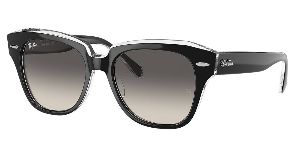Ray-Ban RJ9186S JUNIOR STATE STREET round sunglasses in Black on Transparent/Grey Gradient